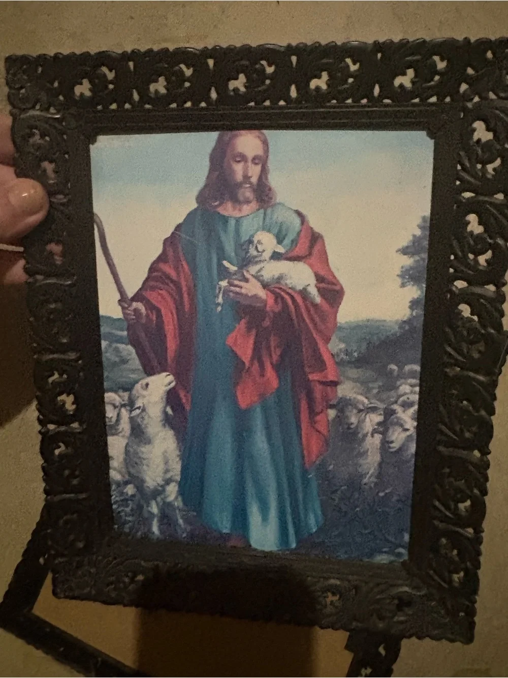 Vintage Religious Art Prints in Ornate  PlasticBlack Frames